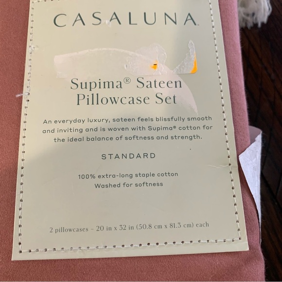 500 Thread Count Washed Supima Sateen Solid Pillowcase Set - Casaluna Standard - Picture 4 of 4